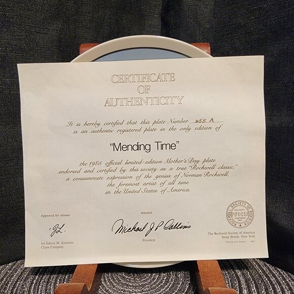 Mending Time - Norman Rockwell Collectors' Plate VTG - Super Low Number ### - Picture 4 of 7